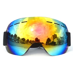 Outdoor Sports UV400 Skiing Goggles One Layers Anti-fog Big Vision Mask Glasses Snow Snowboard Goggles for  Men Women