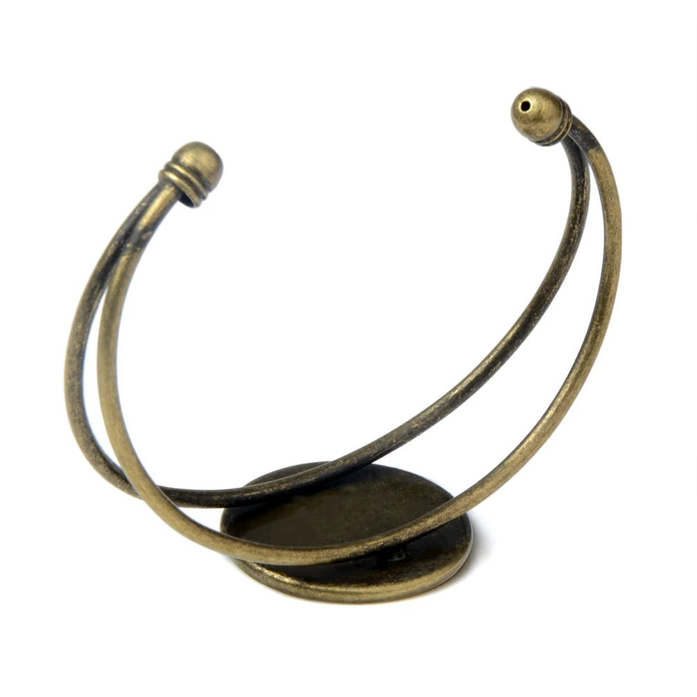LFPU Bronze Rhodium Plated 25MM Blank Cabochon Bangle Base Bezel DIY Cameo Blank Cuff Bangle Bracelet Jewelry Findings