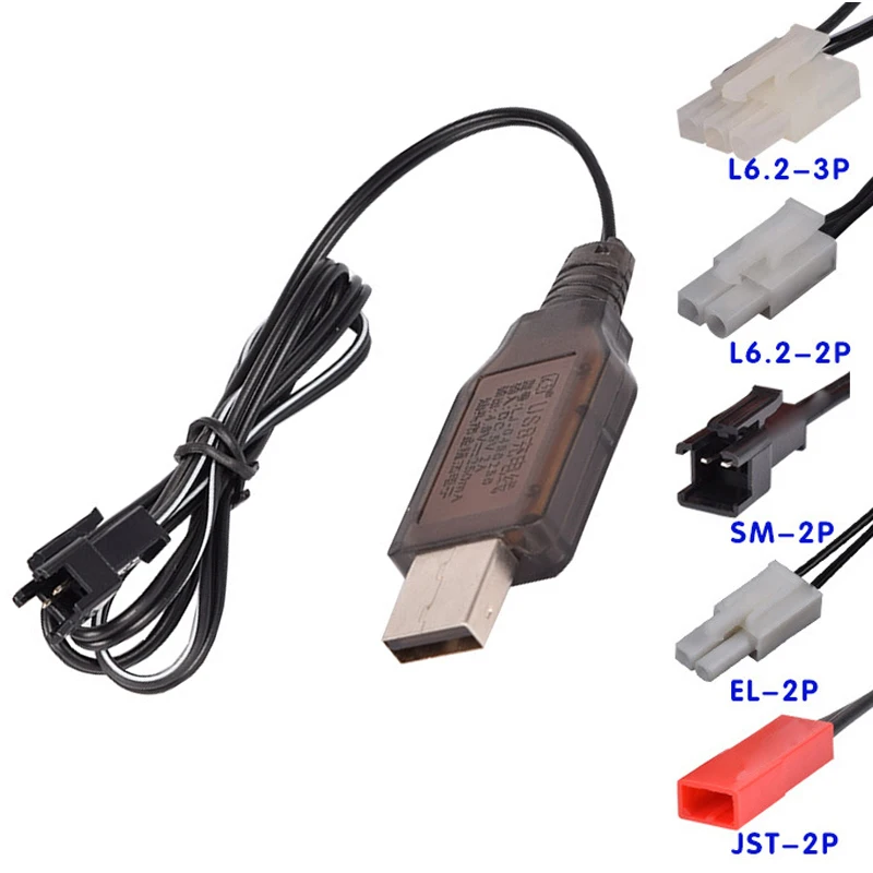 

4.8V Charger USB Ni-Cd/Ni-Mh Battery Charger toys RC Deformation car ship Robot Spare Parts EL-2P/JST-2P/L6.2-2P/3.5MM/SM-2P