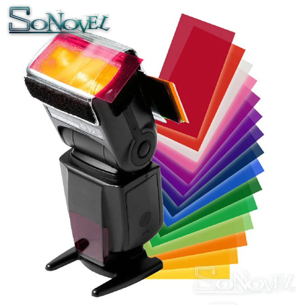 Kit diffuseur Flash 12 couleurs + réflecteur argent/blanc + faisceau pliable snoot speedlight pour Canon Nikon Sony Godox Yongnuo flash