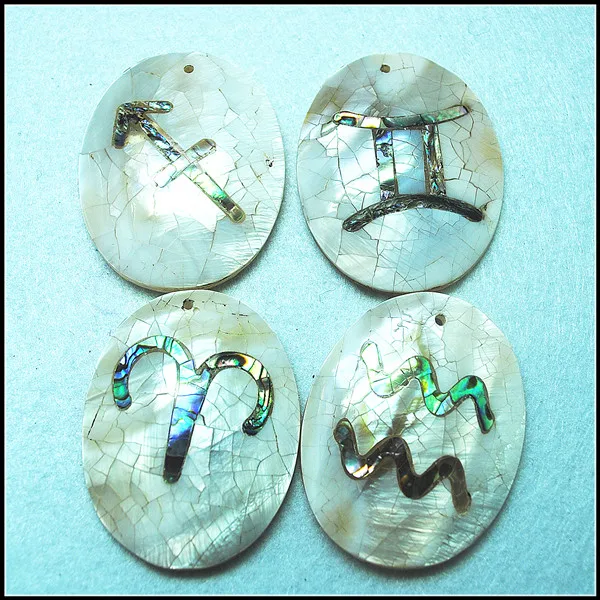 1PC Natural Shell Pendants 12 Western Constellations Signs Size 53X40MM Making One For Your Special Jewelry