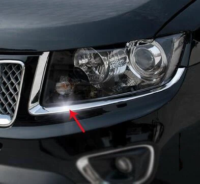 

Higher star ABS chrome 2pcs Car headlamp decorative trim for JEEP COMPASS 2011-2015