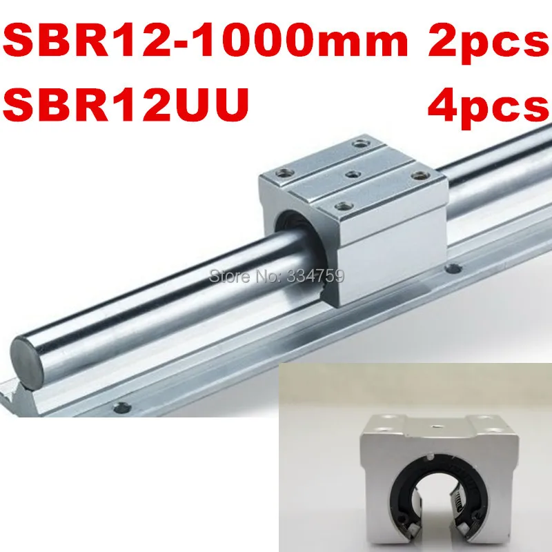 

SBR12 linear guide:2 pcs SBR12 1000mm linear rail guide + 4 pcs SBR12 linear block cnc router 3d printer cnc parts