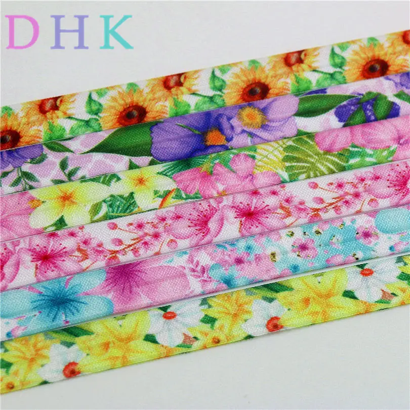 

Складная эластичная повязка на голову DHK 5/8 ''с цветочным принтом подсолнуха вишни, украшение для рукоделия OEM S726