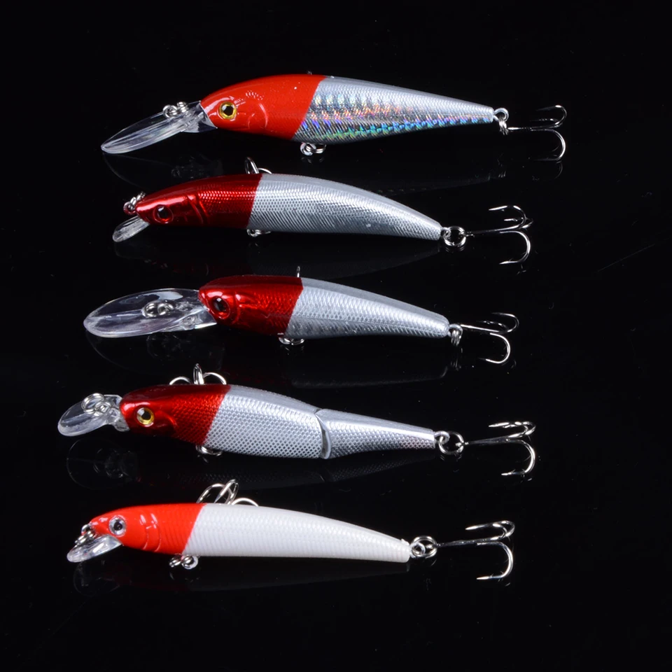 

New 5pcs/lot Lifelike pesca Fishing Lure Mixed 5 Models Hard Baits of 5 Colors Fishing Lure Wobblers Fishing Tackle With 3D Eyes