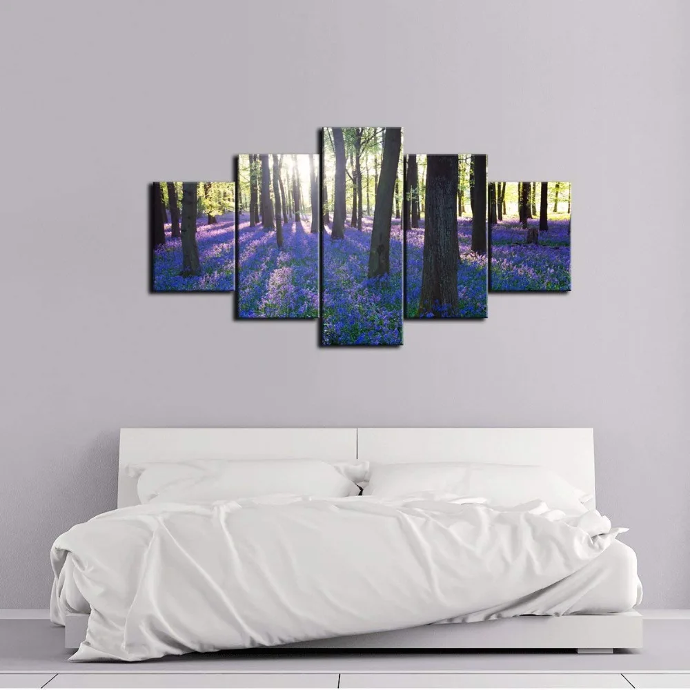 Poster HD Print Modern Art Canvas Living Room 5 Pieces Lavender Picture Decoration Mangrove Forest Painting