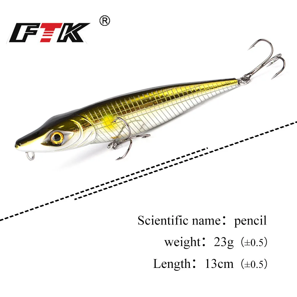 FTK 23g Pencil Fishing Lure Swimbait Wobblers Bass Bait 130mm Stickbait Floating Topwater Long Casting Hard Lure Jigging