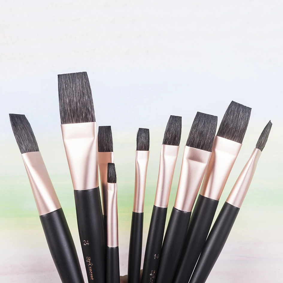 Artsecret 816F Hohe Qualität Eichhörnchen Haar Holzgriff Kunst Künstlerische Malerei Pinsel Für Aquarell Zeichnung – Detail 9