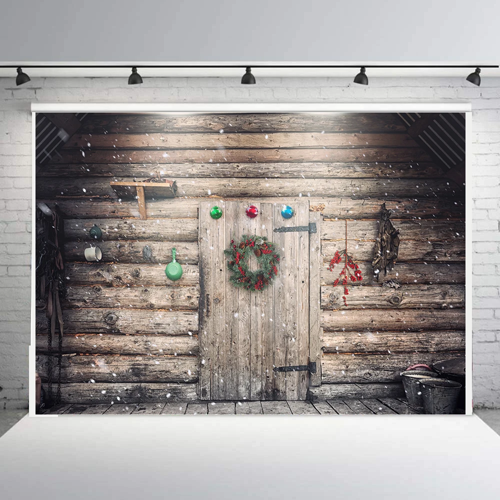 

BEIPOTO Christmas Vintage Wood Door Wall Backdrop snowflake Photography background Photo studio props photocall shoot B-177