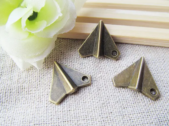 

50pcs 19.00mmx17.00mm Antique Silver tone/Antique Bronze Paper Plane Pendant Charm/Finding,for Necklace,DIY Jewellry Accessory