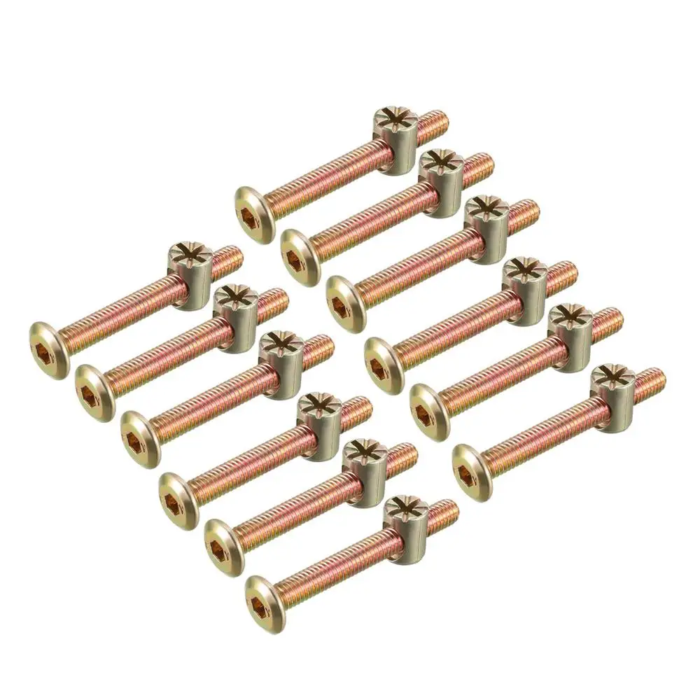 Uxcell 12Sets/10Sets M6 Meubels Bouten Moeren Connector Vat Noten Deuvel Moer Bevestiging Schroeven Set Carbon Staal fastener