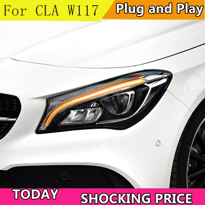 Car Styling Head Lamp For Mercedes-Benz CLA 17-18 led car lights Angel eyes ALL LED KIT Fog lights LED Daytime Running Lights