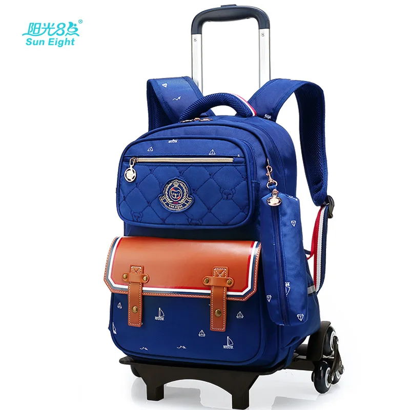 Kinder Schule Taschen mit 6 Räder Abnehmbare Kinder Trolley Schul Jungen Mädchen Roll Rucksack Rädern Kind Bookbag gepäck