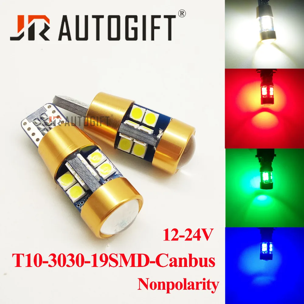 50xT10 LED W5W 194 168 Wedge 3030 19SMD Canbus no error Nonpolarity 12-24V Auto Bulb License Plate Trunk Clearance Parking Light