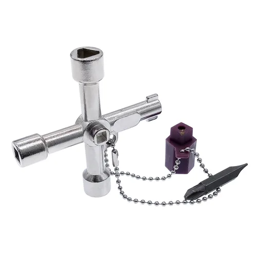 Llave Universal cruzada multifunción para gabinete eléctrico, llave triangular 5 en 1, aleación de válvula de gabinete de ascensor eléctrico de tren