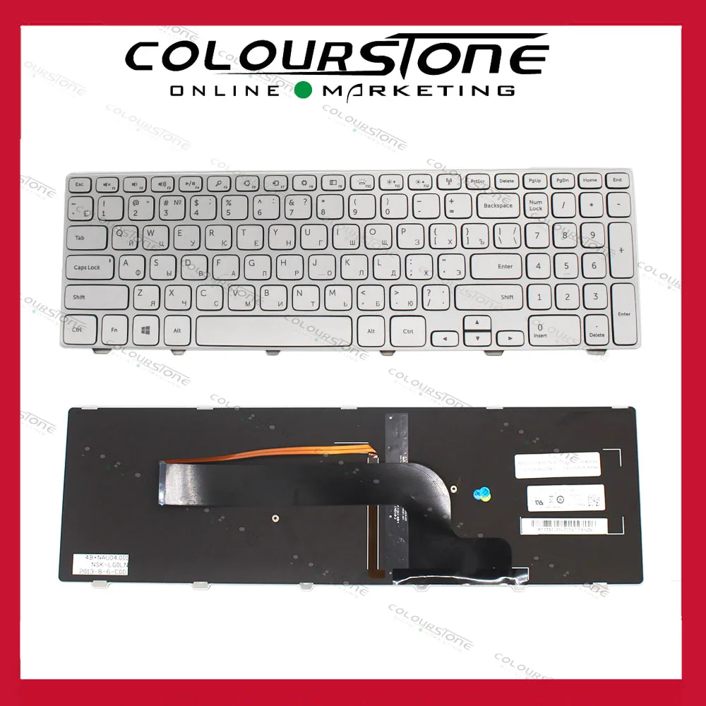 

15-7000 russian laptop keyboard For DELL 15 7537 7000 RUSSIA Silver Backlit ru notebook Keyboard teclado