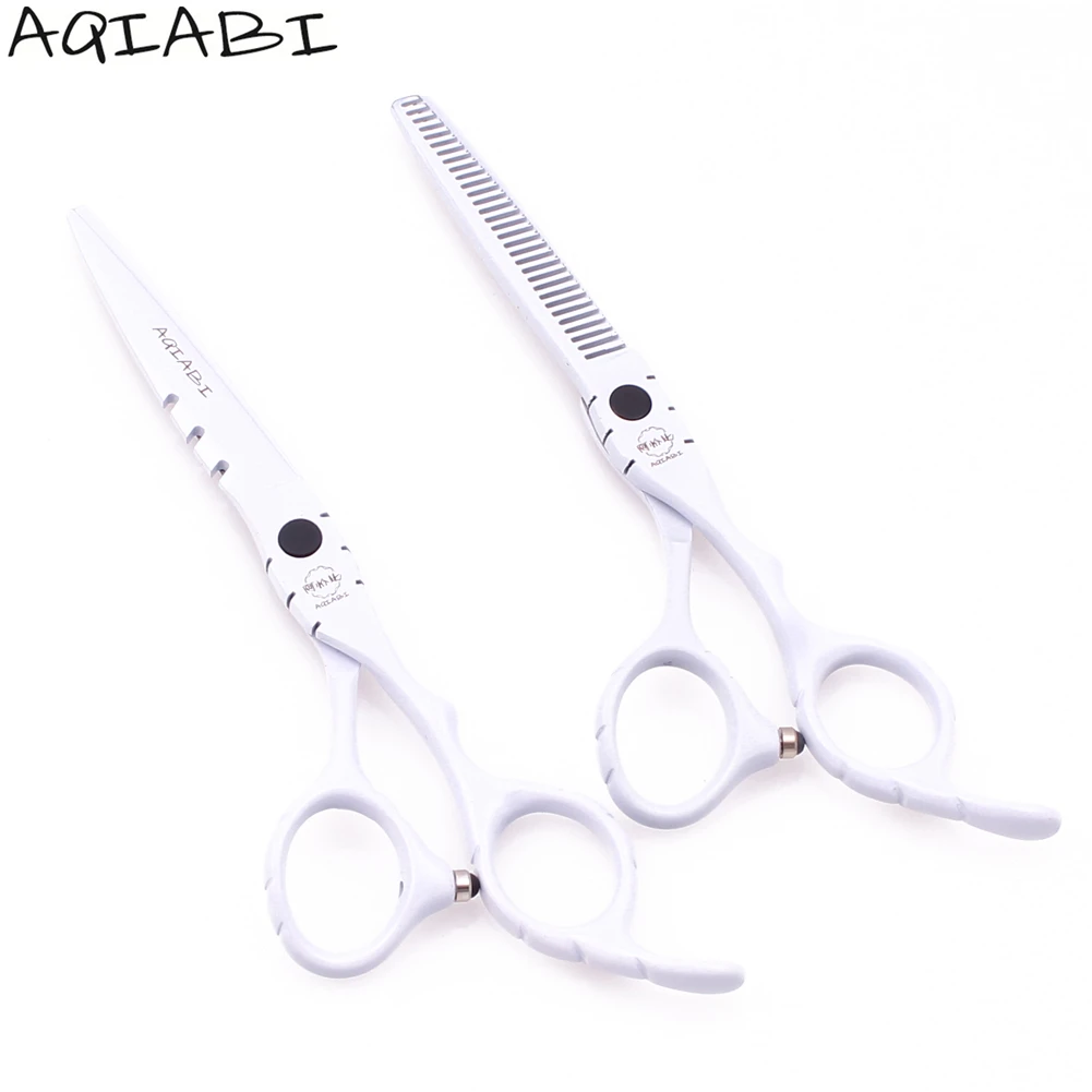 

Professional Hair Scissors 6" AQIABI Stainless White Color Straight Scissors Thinning Shears Hairdressing Scissors Add Bag A1010