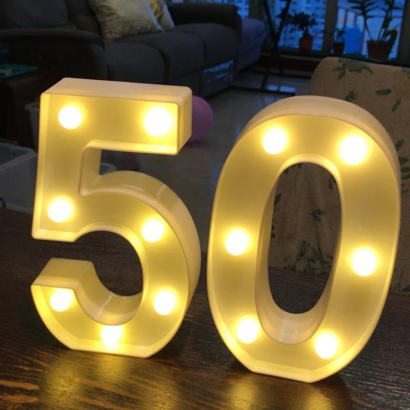 Chicinlife 2Pcs 18/30/40 Numbers LED String Night Light Birthday Party Standing Hanging Adult Party Anniversary Decor Supplies