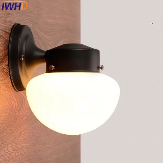 

IWHD Glass Out Door LED Wall Lamp Iron Waterproof Modern Wall Light Fixtures Courtyard Aisle Balcony Arandela Para Parede Lights