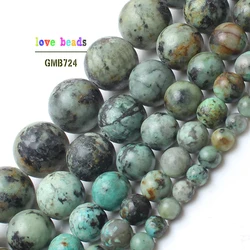 Natural Stone Beads African Turquoises Round Loose Beads for Jewelry Making DIY Bracelet 15'' Pick Size 4 6 8 10 12mm Wholesale