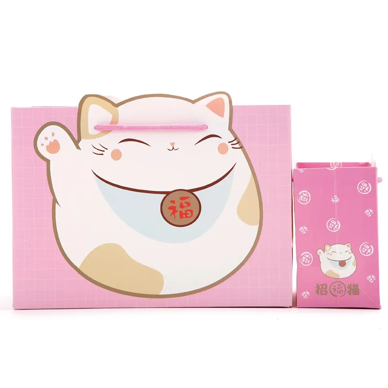 Free DHL 100pcs 25*20*10cm Lucky cat gift bag Christmas Gift Bag New Year Christmas Festival Party Decorations For Kids Gifts