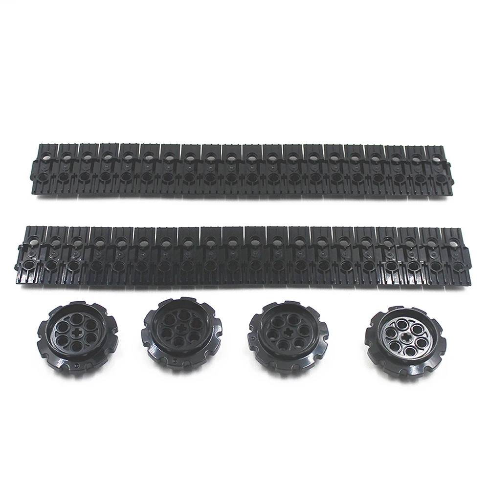 MOC Block Technical Parts 40pcs TRACK ELEMENT, 5X1.5 + 4pcs SPROCKET, DIA40,7 Compatible with Lego for Kids Boys Toy 88323 57519