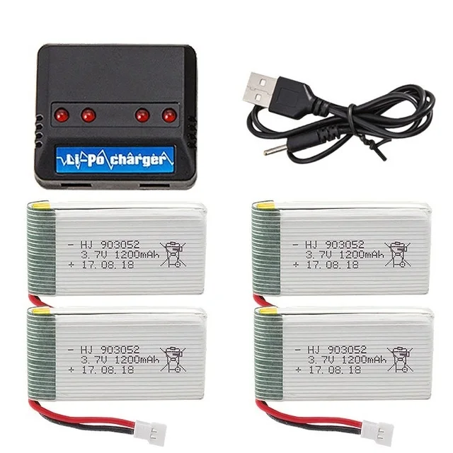 3.7V 1200mAh 25c Lipo Battery + 4in1 Charger for Syma X5 X5C X5SC X5SW TK M68 CX-30 K60 905 V931 RC Quadcopter 3.7V 1200mAh lipo