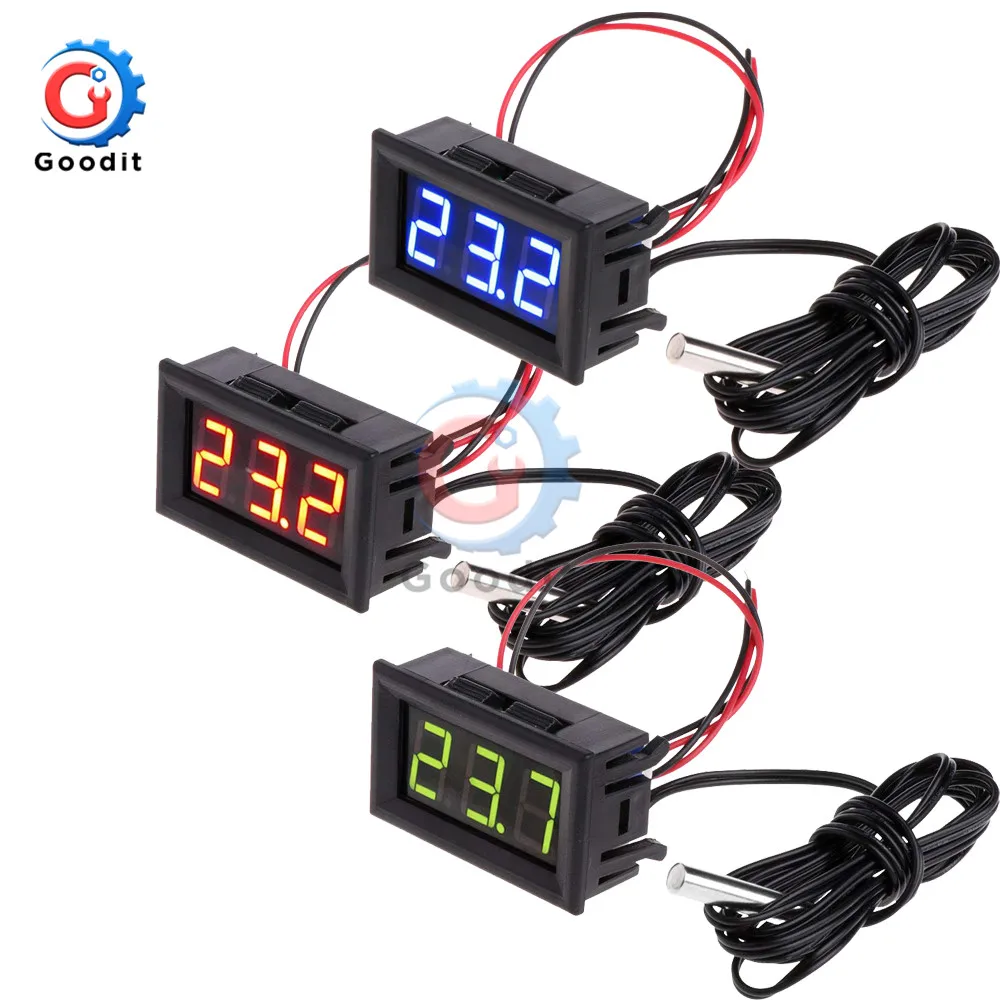 DC 5V~12V LED Digital Display Temperature Meter Detector Sensor Probe Electronic Thermometer Monitor Tester With Sensor Probe