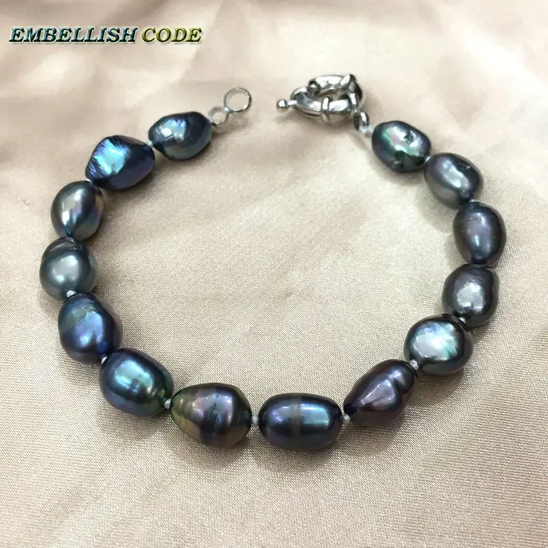 selling well dark Peacock blue wonderful baroque Irregular natural cultured pearls choker necklace bracelet set for girl women