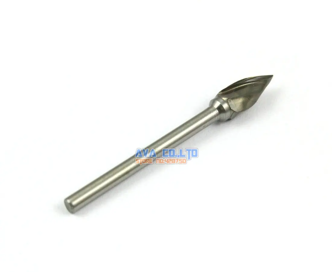 4 Pcs 3mm Shank Tungsten Carbide Burr Rotary Cutter File CNC Engraving Bit Single Cut (NO.6)