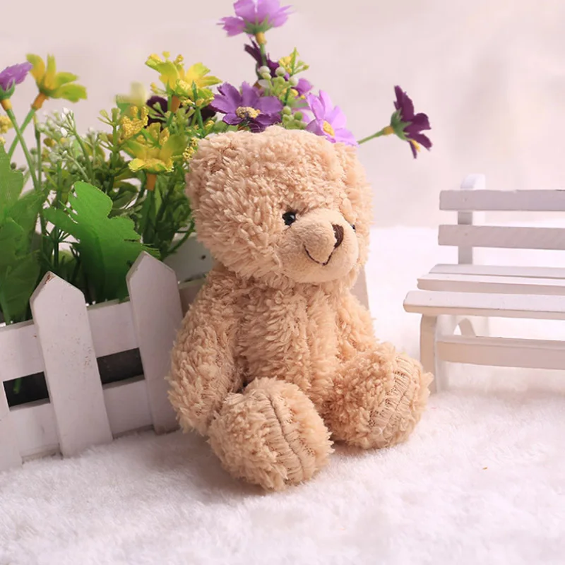 25PCS/LOT Mini Teddy Bear Stuffed Plush Toys 12cm Small Bear Stuffed Toys brown pelucia Pendant Kids Birthday Gift Decor 139