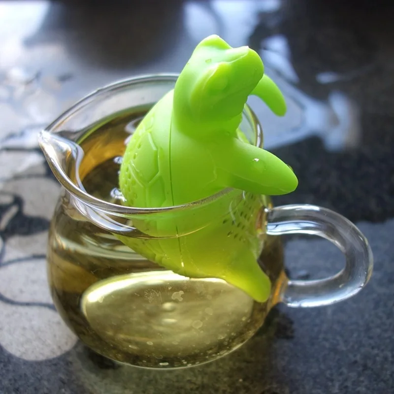 

Turtle tea infuser food grade silicone green cute turtle tea strainer creative reusable tea bag W9242