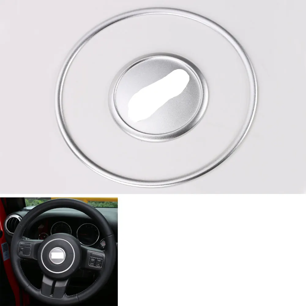 2pcs/pair Aluminum Interior Steering Wheel Cover Ring Decoration Trim Fit for Jeep 11-13 Grand Cherokee Compass Patriot Wrangler