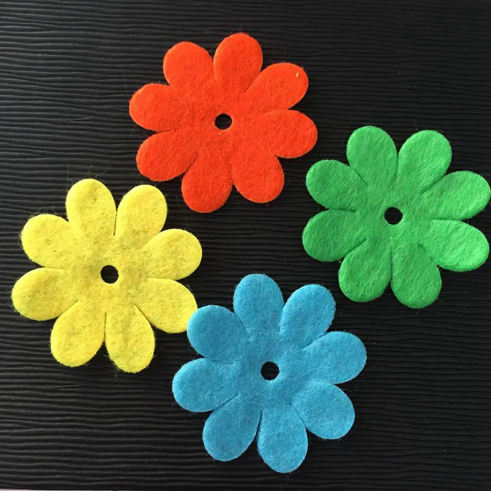 NEW 150PCS Mix 35mm Padded Felt Spring Flower Appliques Crafts Wedding Making DIY A66A*3