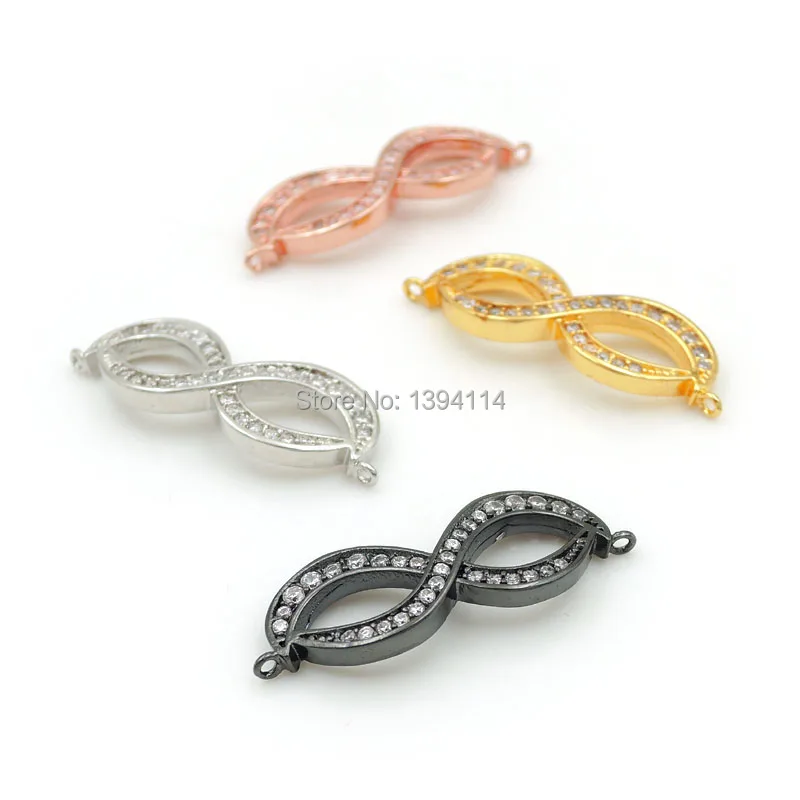 

27*10*2mm Micro Pave Clear CZ Bow Connector Fit For Women As DIY Bracelets Accessory