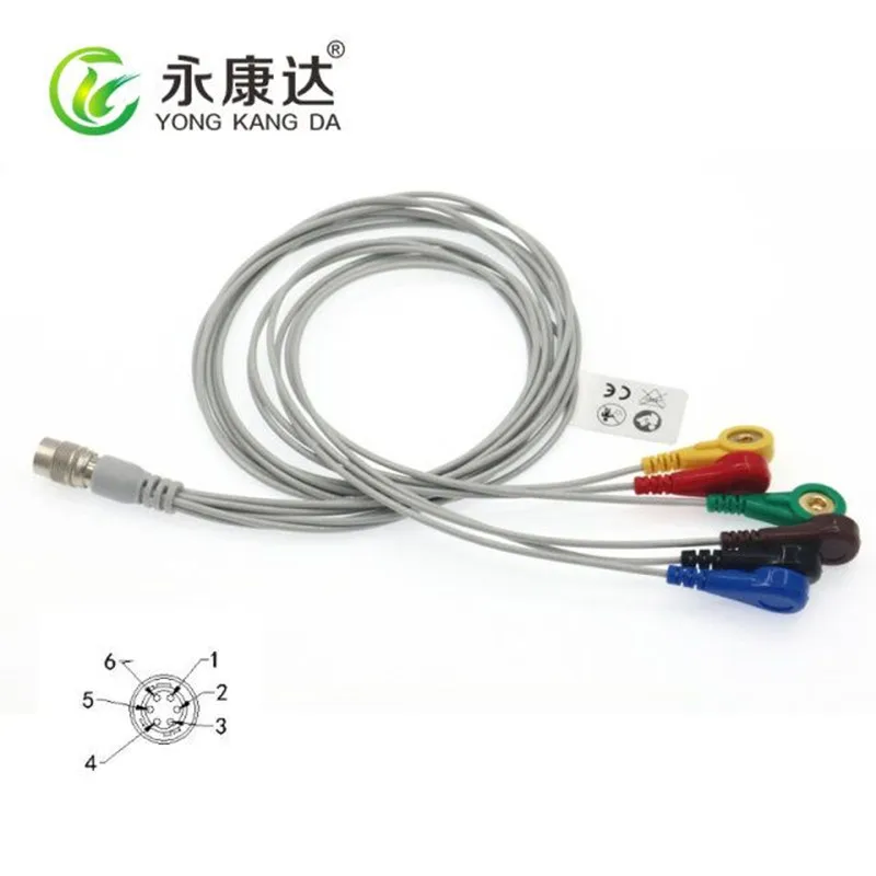 Compatible PI Holter Cable and Leadwires 6Leads Snap IEC Free Shipping