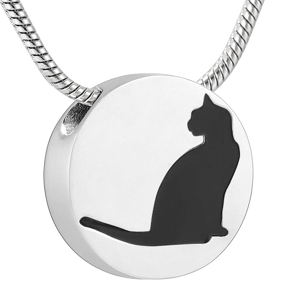 

Cat Memorial Pendant 316L Stainless Steel Pet Urn Funeral Necklace for Ashes Holder Keepsake Cremation Jewelry - Free Engrave