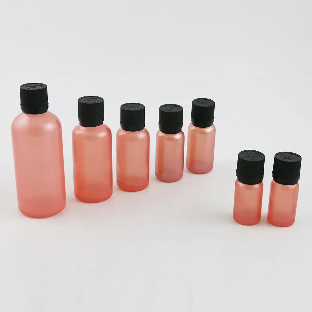 10 x 10 ml 30 ml 50 ml 100 ml Bottiglia di vetro rosa per olio essenziale con coperchio in plastica per contenitore cosmetico pipetta reagente liquido