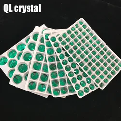 QL Glass Crystal Sew on Rhinestones Malachite green Flatback Round crystal stones for clothes  bags shose accessories