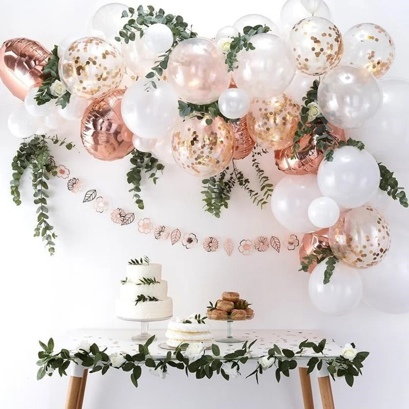 

54pcs Rose Gold Balloon Arch Kit Transparent Balloons Garland Backdrop Birthday Wedding Party Decor Baby Shower Supplies