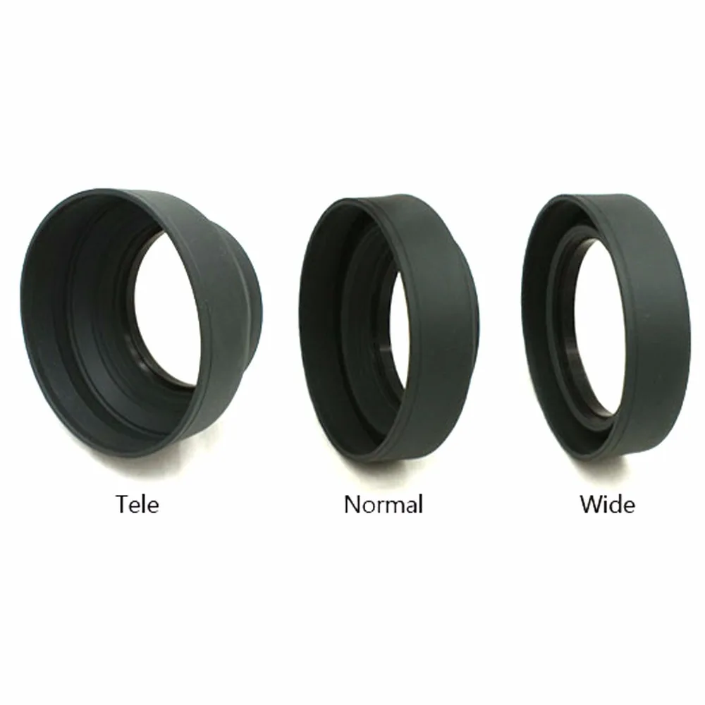 58mm 3-in-1 3-Stage Collapsible Rubber Lens Hood for Canon Nikon Fujitsu (58mm Lens Thread size)