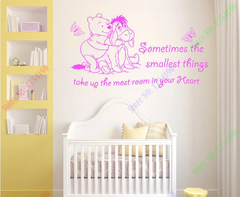 New Vinyl Classic WINNIE THE POOH WALL ART QUOTE STICKER - GIRL BOY KIDS NURSERY LOVE DECAL Free Shipping