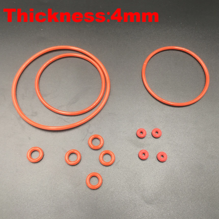 

15pcs 52x4 52*4 55x4 55*4 58x4 58*4 (OD*Thickness) 4MM Thickness Food Grade Red Silicone Rubber Oil Seal O Ring O-Ring Gasket