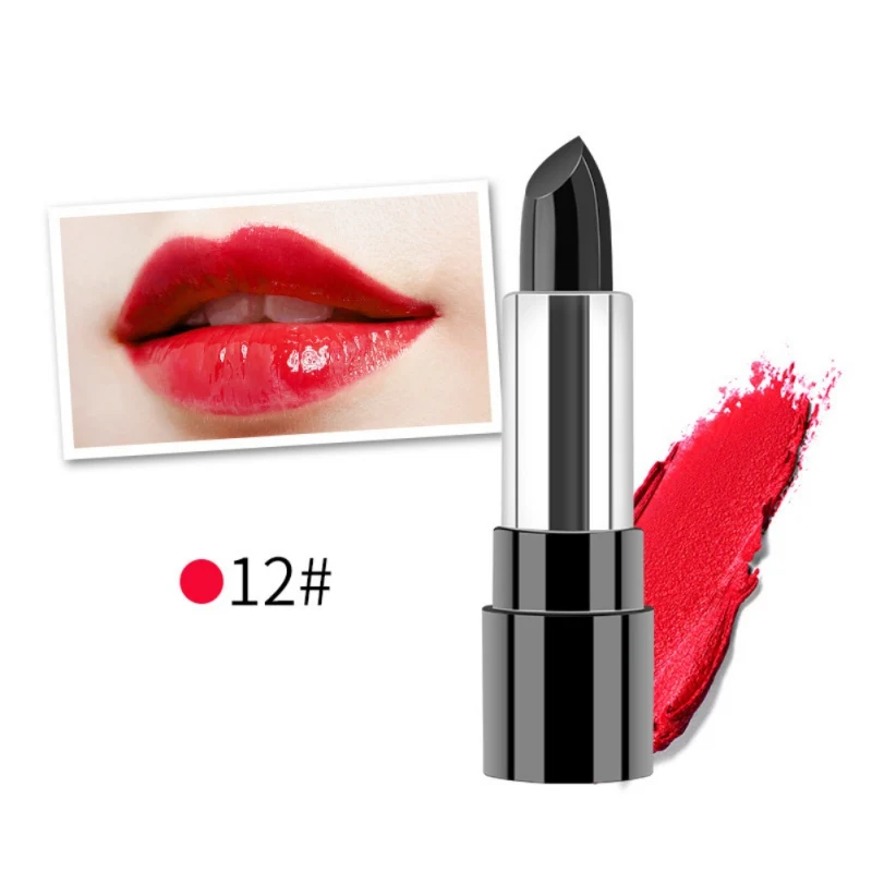 1PC Black Color Changing Red Lipstick Solid Matte Moisturizer Smooth Lips Stick Hydrating Long Lasting Beauty Health Maquiagem