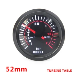 52mm CarTurbo boost gauge Meter warning function Automotive instrument Turbio pressure turbine gauge