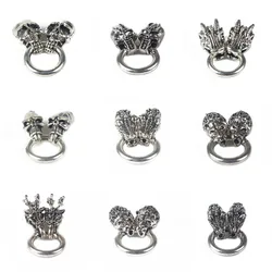 1 Set Skull Dragon Animal Wolf Viking Connector End Cap With Spring Clasp For Round Leather Cord DIY Necklace Jewelry Making