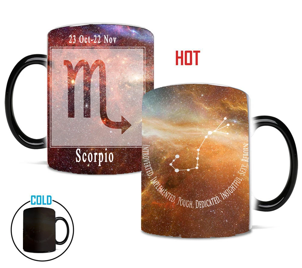 12 constellations Magic Starry Sky mugs heat changing color Tea Cup coffee mug best gift for your friends or kids
