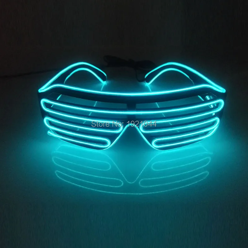 

50pcs Wholesale EL Wire Glowing Shutter Shape Glasses 10Colors Select Glow Party Performance props Voice Control