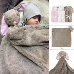 Kavkas-mantas para bebé de 76x76cm, ropa de cama para bebé, regalo de cumpleaños de invierno, forro polar Coral suave y cálido para recién nacido, juguete educativo de animales de peluche