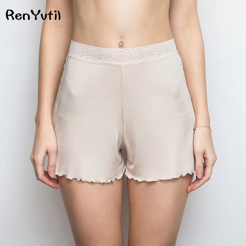 RenYvtil Sleep Shorts Natural Silk Pants Home Women Luxury Ladies Nightwear Lounge Solid Soft Pajamas Bottoms 22 Momme Soft